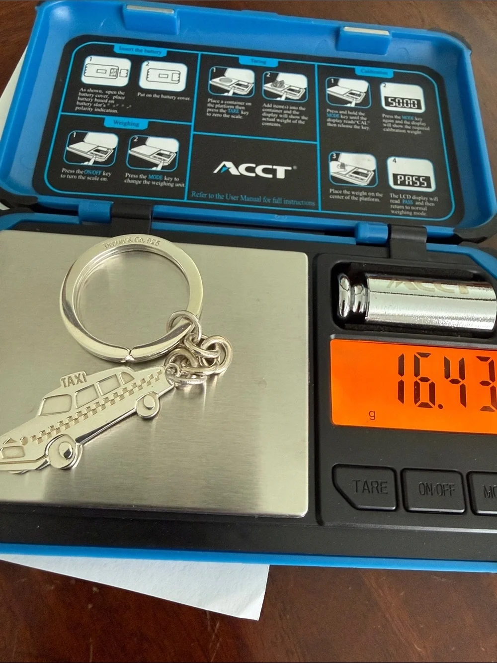 Tiffany & Co. Silver Taxi Charm Keyring with Blue Pouch